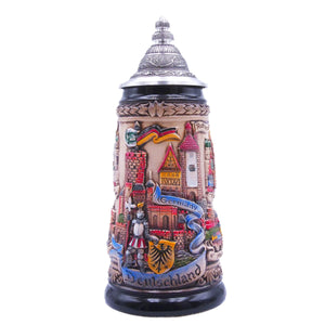 Chope à bière Zöller & Born PANORAMA ALLEMAGNE, couvercle spécial en étain (ZSD)