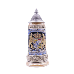 Chope à bière Zöller & Born 1/2 litre, LION BAVAROIS, couvercle en étain spécial (ZSD) - N° 1796-996
