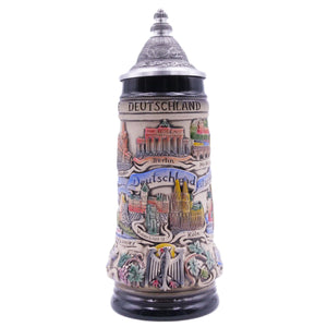 Chope à bière Zöller & Born PANORAMA ALLEMAGNE, couvercle spécial en étain (ZSD)