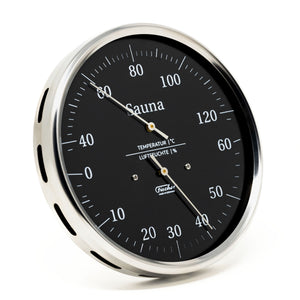 Fischer Sauna-Thermo-/Hygrometer 194 / 195 mit schwarzem Ziffernblatt - Made in Germany
