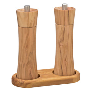 Macinapepe e macinasale in legno d'ulivo Zassenhaus FRANKFURT con sottobicchiere - #023046