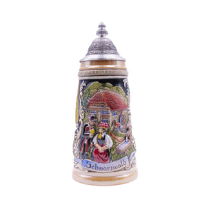 Chope à bière Zöller & Born 1/2 litre, PANORAMA FORÊT NOIRE, couvercle en étain spécial (ZSD) - No. 1749-996